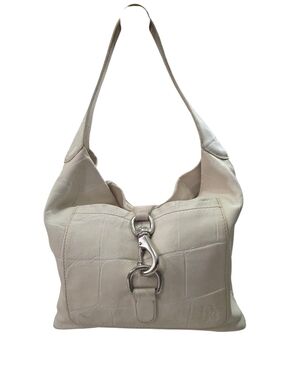 #44 Vintage Dooney & Bourke Cream Croc-Embossed Leather Shoulder Bag